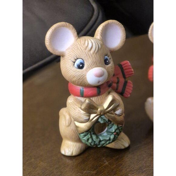 Vintage Set Of ( 3 ) Homco Christmas Mice Figurines Holiday Decor - Picture 4 of 7